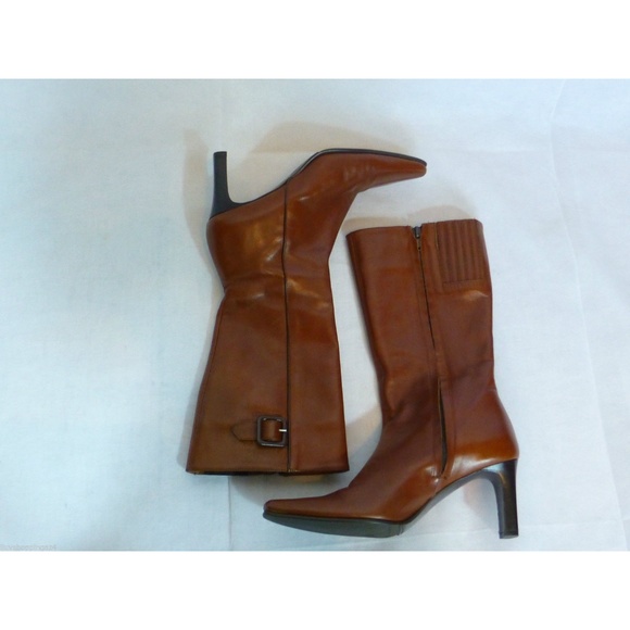 Amalfi Cognac Leather Mid Calf Boot Made in Italy - Picture 5 of 8